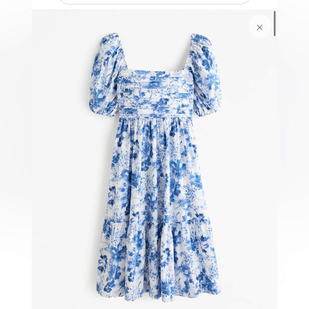 ABERCROMBIE Emerson Floral Poplin Puff Sleeves Midi Dress sz M